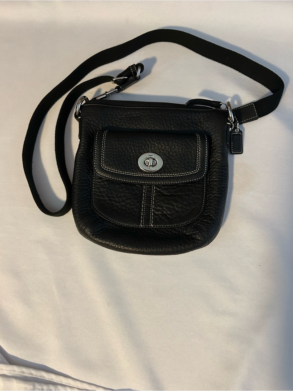 Vintage Coach Hamilton Crossbody Bag Black Pebbled Leather Excellent Condition.
